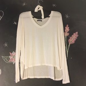 Brandy Melville white V neck long sleeve